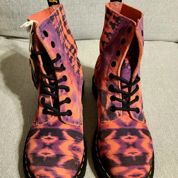 Dr. Doc Martens 1460 Pascal Tie Dye Leather Lace Up Purple Combat Boots Size 7 - Picture 5 of 8